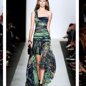 BCBG one shoulder water color maxi dress y2k best Rare